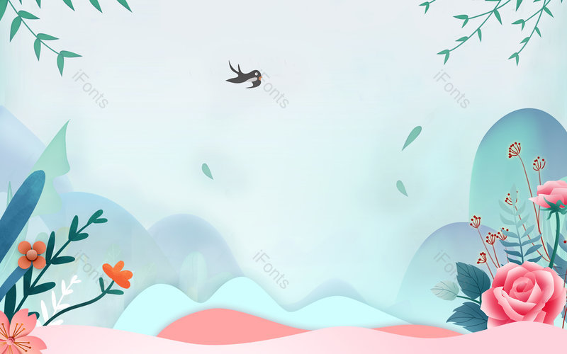 春季手绘植物绿色清新文艺创意背景,插画/手绘图,插画/手绘图库,插画/手绘图下载,插画/手绘